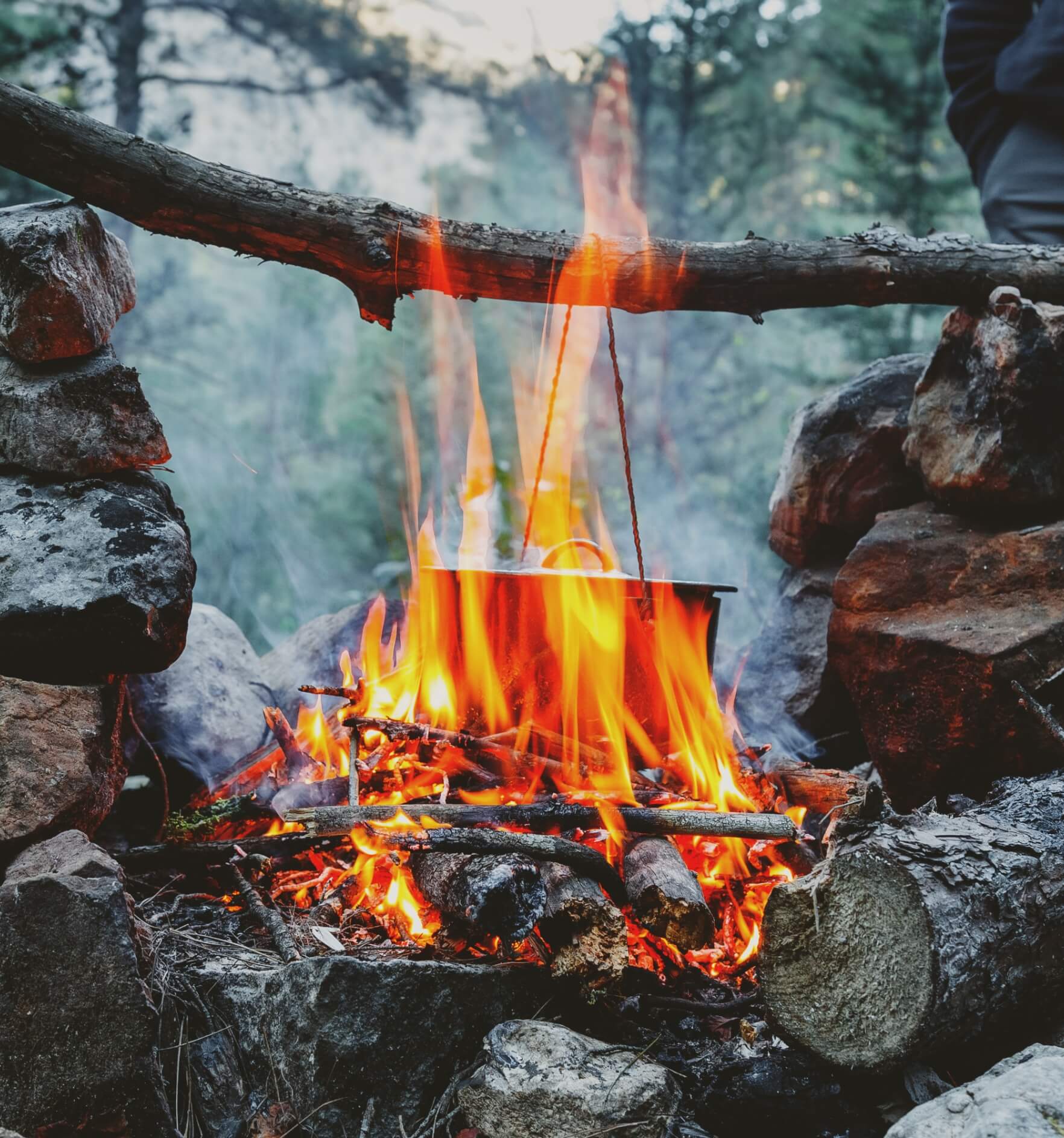 Image showing a pot over a camp fire