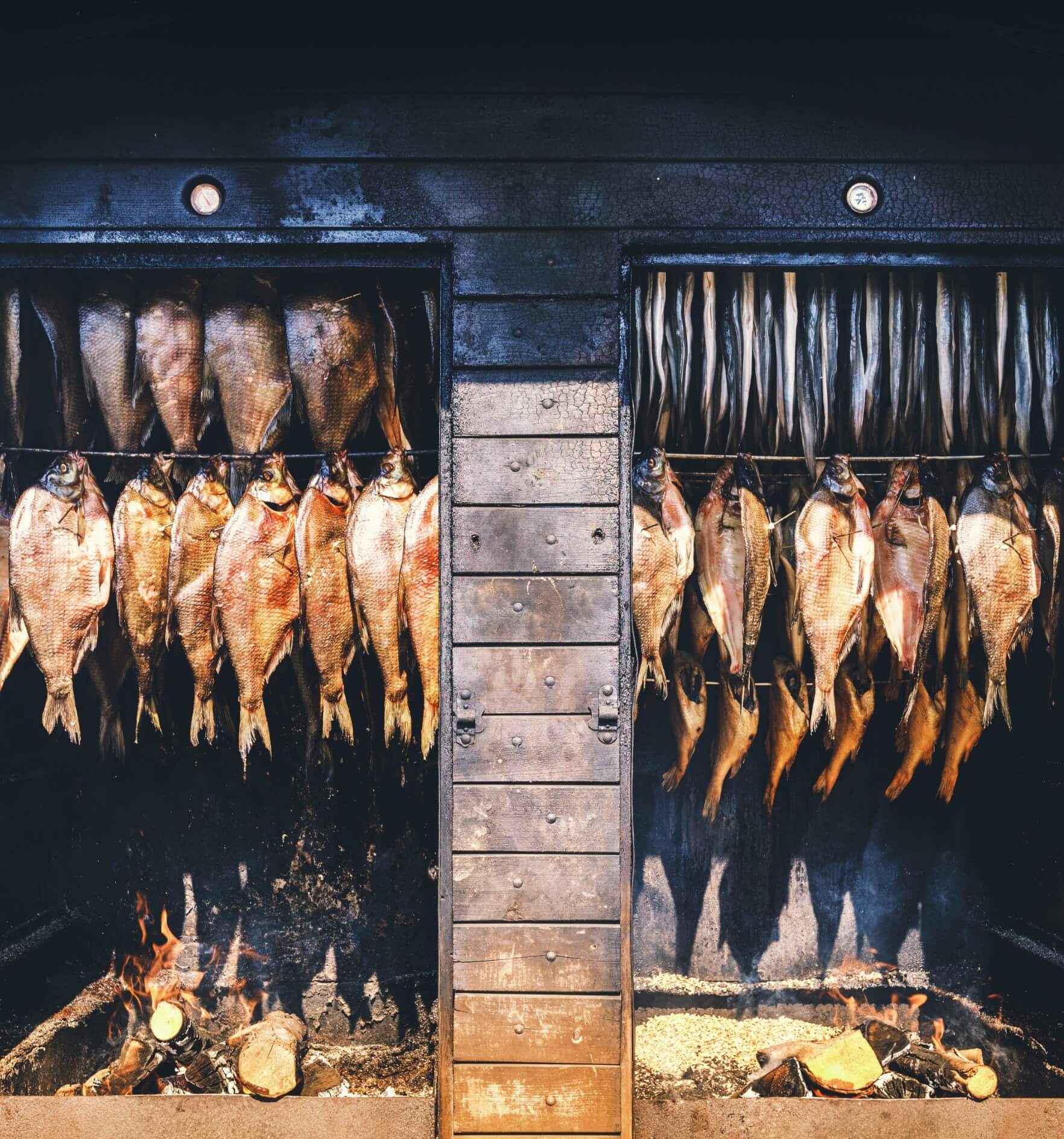 Image showing fish hanging in a smoke house